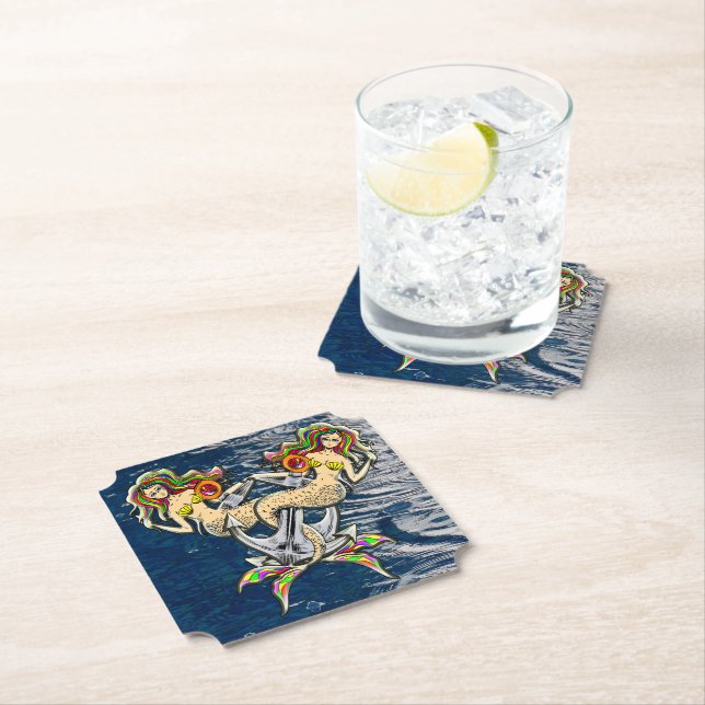 Posavasos De Papel Sirenas aferradas - Diseño Náutico para los amante (In situ)