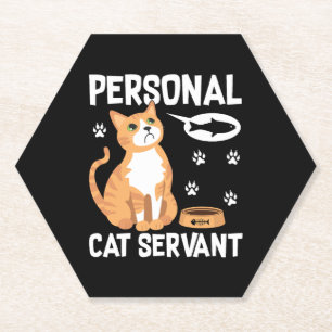 Posavasos De Papel Sirviente de gato personal divertido acuarela anim