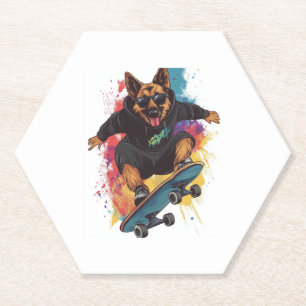 Posavasos De Papel Skater Shepherd � Guay Skateboard Dog