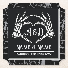 Posavasos De Papel Skeleton Heart Hands Boda Fiesta negro