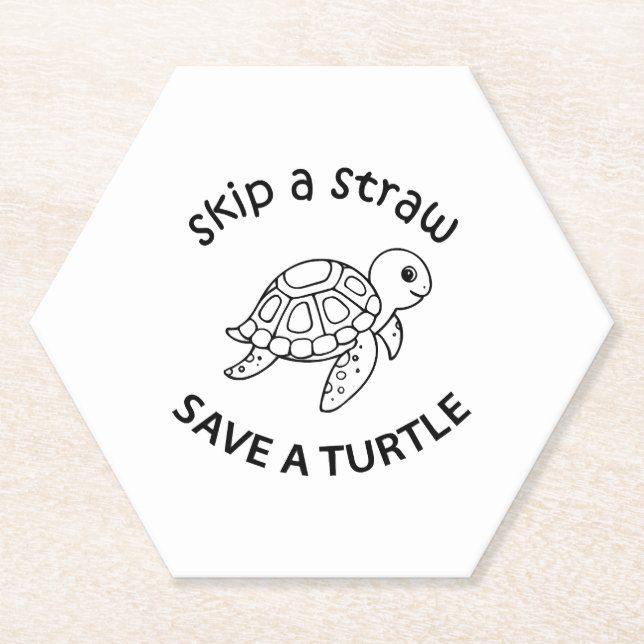 Posavasos De Papel Skip A Straw Save A Turtle Copy Copy Copy (Anverso)