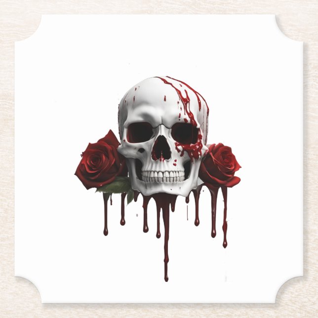 Posavasos De Papel SKULL y ROSAS (Anverso)