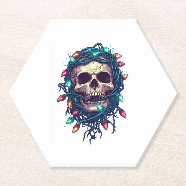 Posavasos De Papel Skullmas enmarañadas � divertida edición de Navida (Anverso)