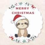 Posavasos De Papel Sloth Christmas Snow Winter Animals Sloths Paper C<br><div class="desc">The sloth for Christmas with fairy lights. Funny animals with gifts and snow for the holidays. Also funny for christmas in July. Sloths are cute animals and perfect for Christmas.</div>