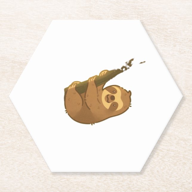 Posavasos De Papel Sloth en su pequeño árbol camiseta clásica (Anverso)