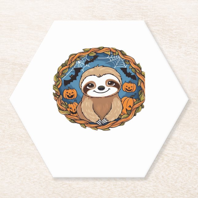 Posavasos De Papel sloth, halloween, octubre, otoño, día de acción de (Anverso)
