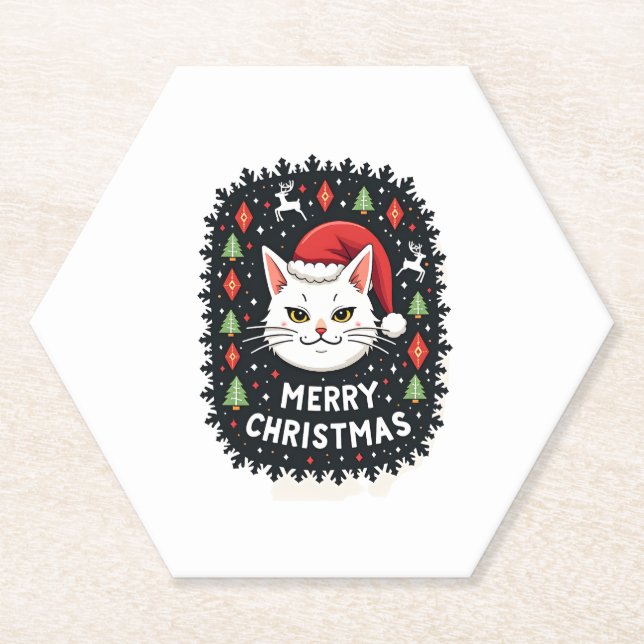 Posavasos De Papel Smudge Cat Ugly Christmas Sweater  (2) (Anverso)