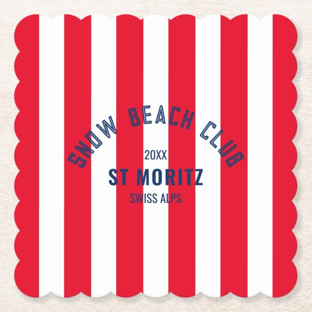 Posavasos De Papel Snow Beach Club Red Cabana Stripe Destination (Anverso)