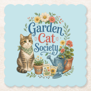 Posavasos De Papel Sociedad de Gatos de Jardín Cottagecore Florales