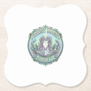Posavasos De Papel Sociedad de Magia del Bosque de Unicornios Diseño 