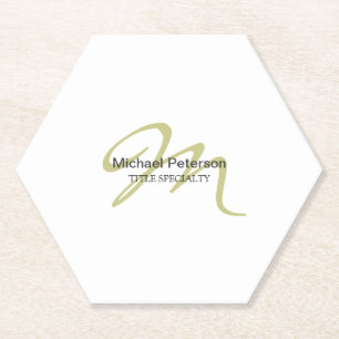 Posavasos De Papel Sofisticado Monograma Script Inicial Moderno