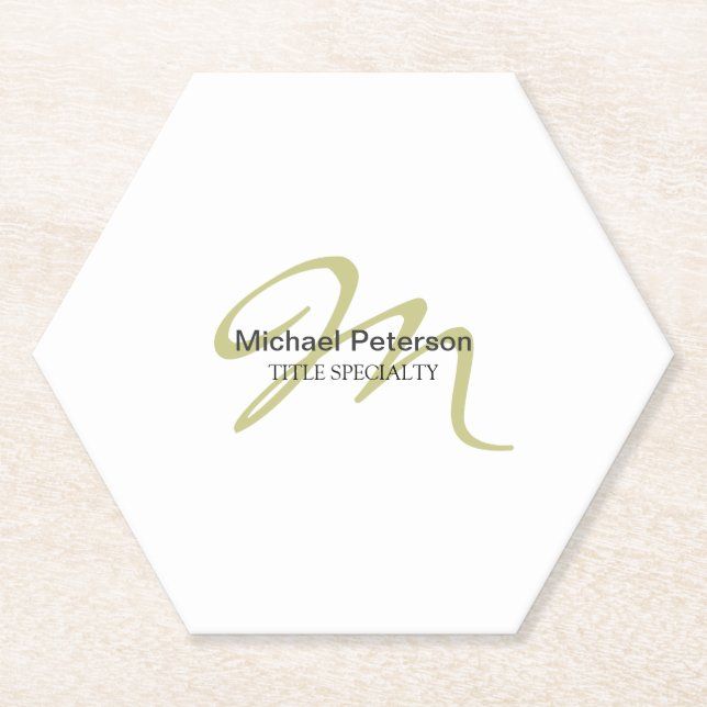 Posavasos De Papel Sofisticado Monograma Script Inicial Moderno (Anverso)