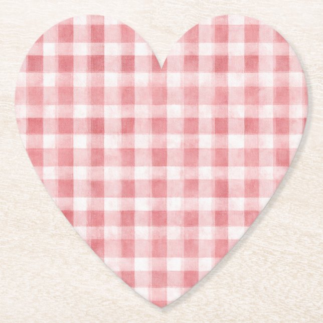 Posavasos De Papel Soft Girly Pink White Plaid Stripes Bridal Shower (Anverso)