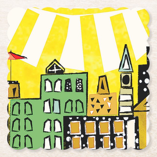 POSAVASOS DE PAPEL SOL EN LA CIUDAD (Anverso)