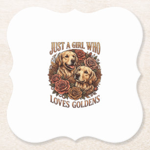 Posavasos De Papel Solo chica que ama a los golden Dog Roses_1