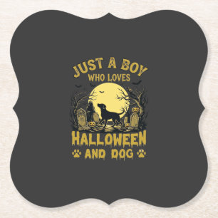 Posavasos De Papel Sólo Niño Que Ama Halloween Perro Luna Llena