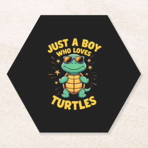 Posavasos De Papel Sólo un niño que ama las tortugas Niños niño (1)