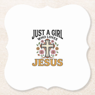 Posavasos De Papel Solo una chica que ama a Jesús Camiseta de cruz fl