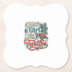 Posavasos De Papel Solo una chica que ama las tortugas Diseño de cami