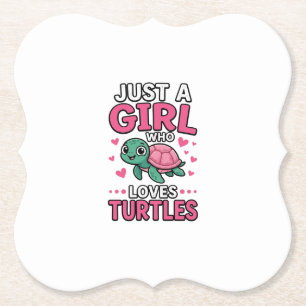Posavasos De Papel Solo una chica que ama las tortugas Diseño de vect