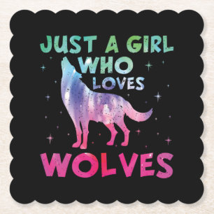 Posavasos De Papel Sólo Una Chica Que Ama Lobos Acuarela