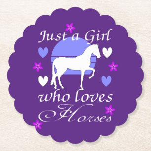 Posavasos De Papel Solo una chica que ama los caballos en morado