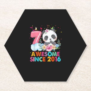 Posavasos De Papel Sorprendente niño de 7 años desde 2016 Panda 7º cu