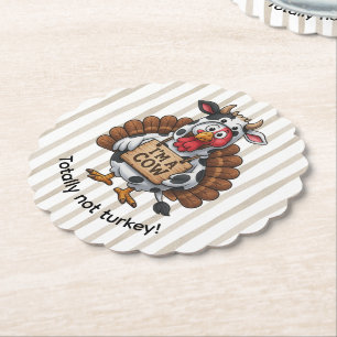 Posavasos De Papel Soy un pavo vaca   Disfraz divertido de Acción de 