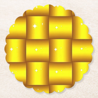Posavasos De Papel Sparkling Gold Scallopting Round Paper Coasters