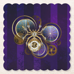 Posavasos De Papel Spider Steampunk sobre fondo morado