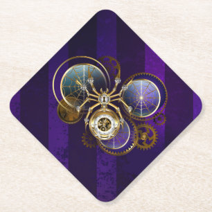 Posavasos De Papel Spider Steampunk sobre fondo morado