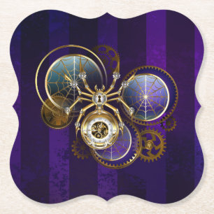 Posavasos De Papel Spider Steampunk sobre fondo morado