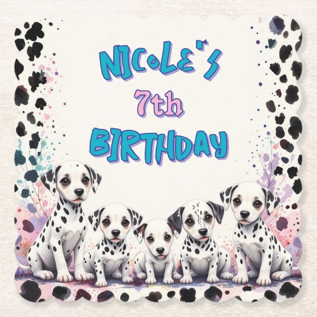 Posavasos De Papel Spot-tacular Dalmatian Puppy Birthday Party (Anverso)