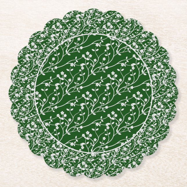 Posavasos De Papel Spray floral, blanco-verde 6- (Anverso)