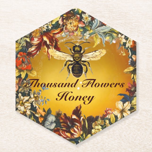 POSAVASOS DE PAPEL SPRING FLOWERS HONEY BEE / BEEKEEPER BEEKEEPING (Anverso)