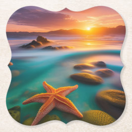 Posavasos De Papel Starfish en la playa en Dawn