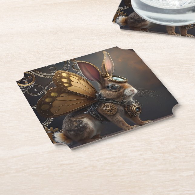 Posavasos De Papel Steampunk Bunny (En perspectiva)