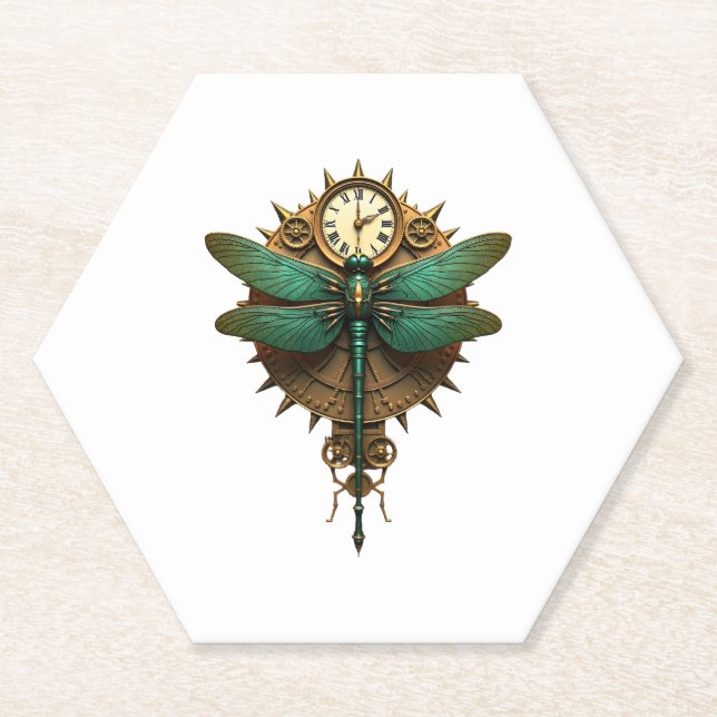 Posavasos De Papel Steampunk Dragonfly Victorian Art Mechanical Steam (Anverso)