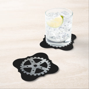 Posavasos De Papel Steampunk Plata Zinc Engranaje II