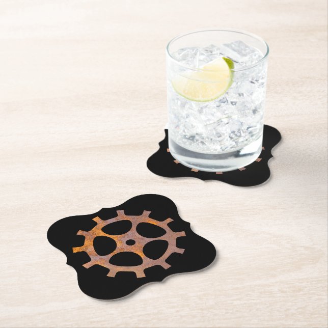 Posavasos De Papel Steampunk Rusty Gear VIII (In situ)