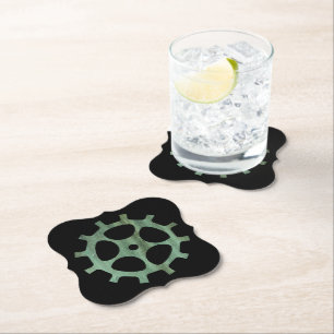 Posavasos De Papel Steampunk Verdigris Bronze Gear VIII