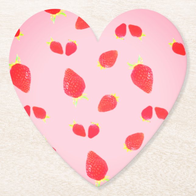 Posavasos De Papel Strawberry Photo ハート型コースター (Anverso)