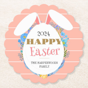 Posavasos De Papel Strip Floral Simple Elegante Familia Conejo De Pas