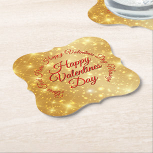 Posavasos De Papel Su mensaje de Día de San Valentín de oro de TEXTO