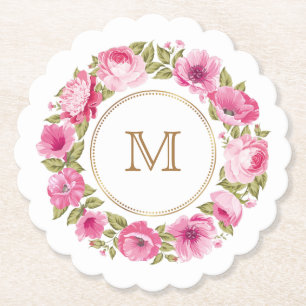 Posavasos De Papel Su Monograma en las placas de papel de marco de fl