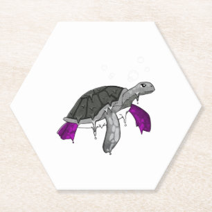 Posavasos De Papel Suavidad de tortuga marina con bandera de orgullo 