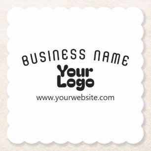 Posavasos De Papel Subir logotipo retro-moderno blanco y negro (edita