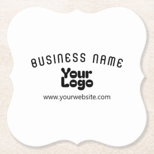 Posavasos De Papel Subir logotipo retro-moderno blanco y negro (edita
