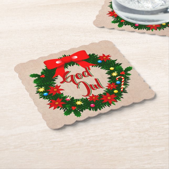 Posavasos De Papel Sueco Feliz Navidad-dalbana (En perspectiva)
