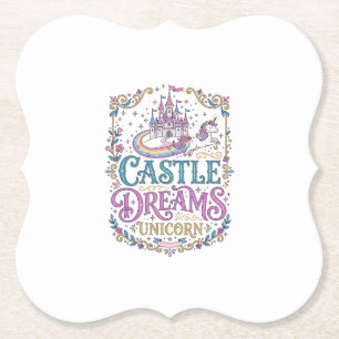 Posavasos De Papel Sueños del Castillo de Unicornio Unicornio Fondo B
